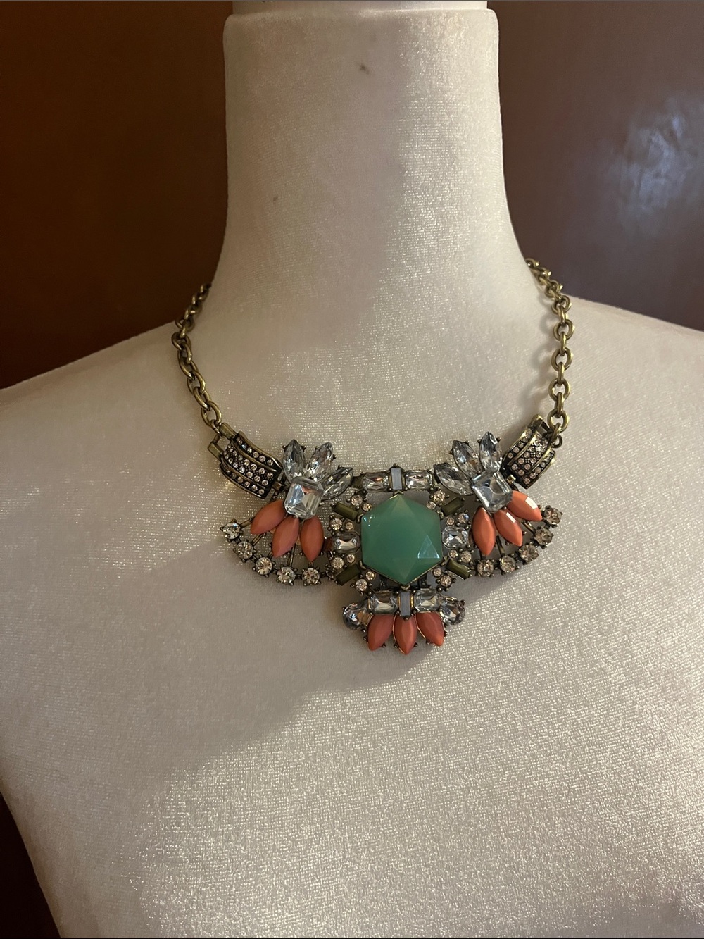 J Crew Art Deco-Inspired Crystal and Gemstone Statement Necklace